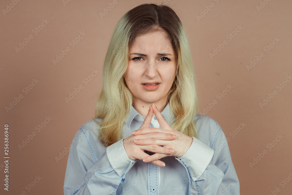 Girl with emotions sad anger mad scream Girl with emotions sad anger mad scream