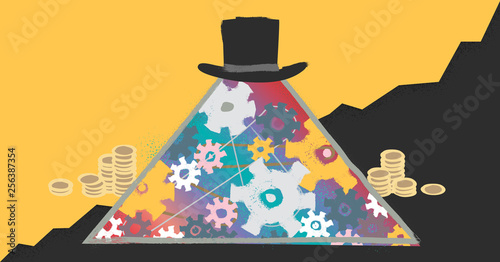 Capitalism modern concept vector illustration with abstract pyramid business hierarchy and market domination