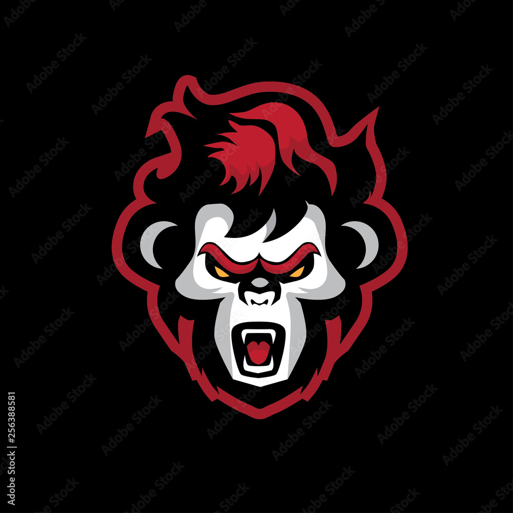 Angry monkey head mascot isolated with bold outline vector