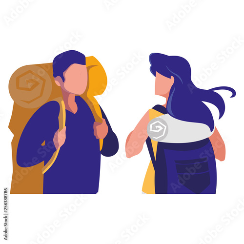 adventurous couple with travelbag