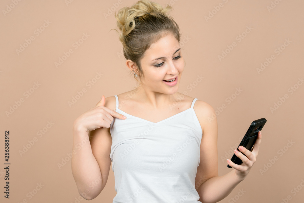 Cute girl Chats with friends