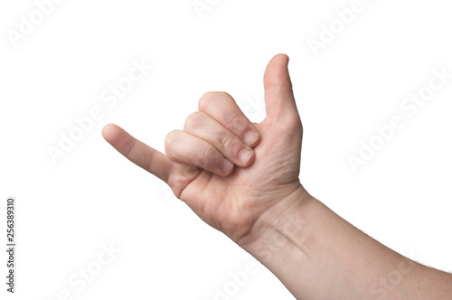 Hand mimic shaka sign (hang loose) isolated © cristianstorto