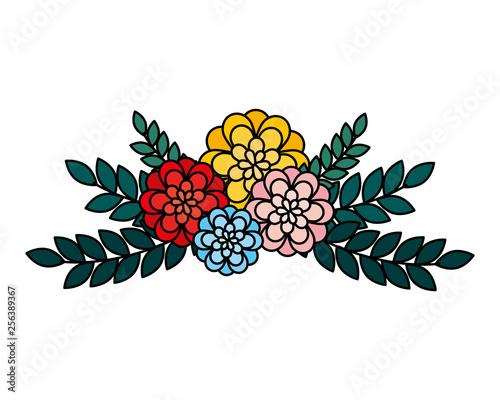 beautiful roses and leafs decoration