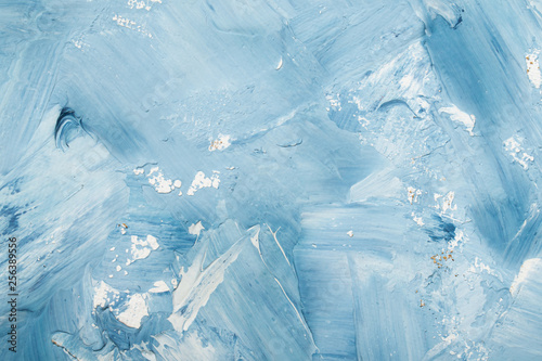Artistic abstract oil white and blue painted background. Texture, background.