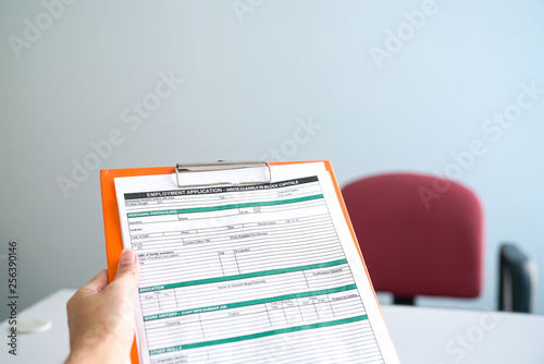 Filling the employment application form