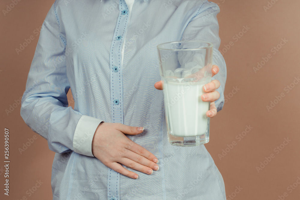 girl drinks milk and is happy