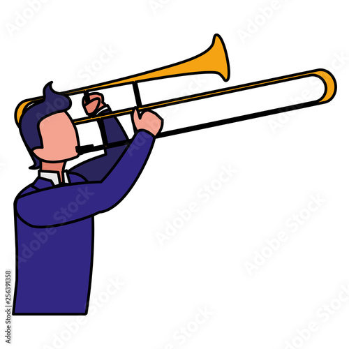 musician playing trumpet character