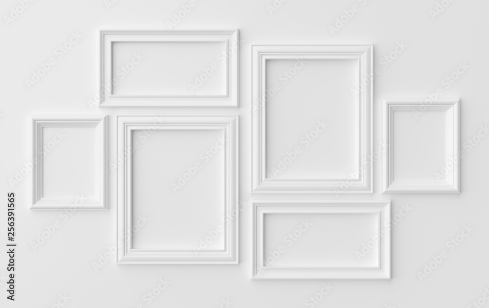 White photoframes on white wall with shadows White photoframes on white wall with shadows