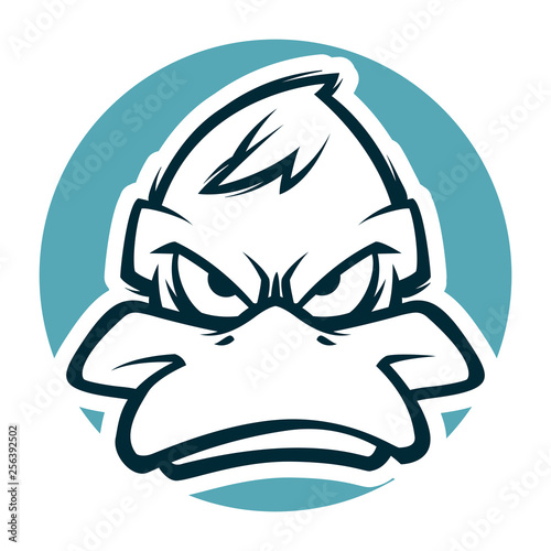angry duck head black and white illustration mascot esports logo