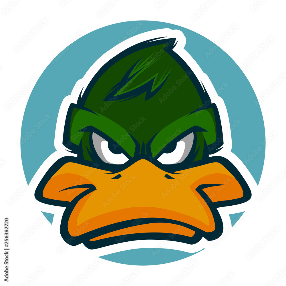 angry duck head illustration mascot esports logo