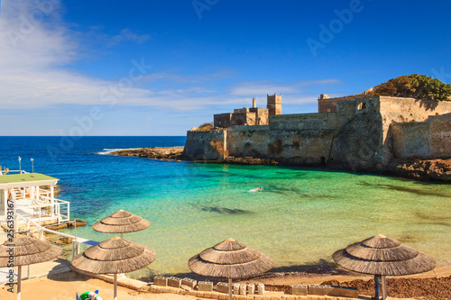 Apulia beach: Porto Ghiacciolo, placed in the south area of Monopoli, near S. Stefano Abbey,is a peculiar creek characterized by the spring ice-cold waters (Italy).