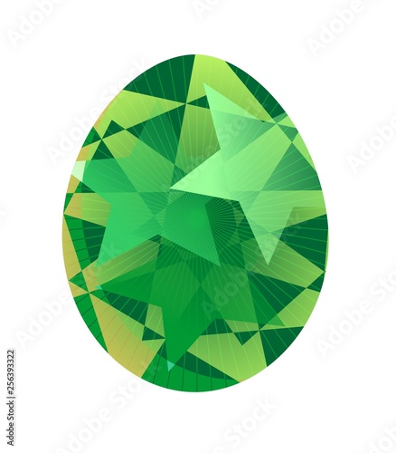 Easter egg colorful painted, spring holidays, green egg isolated on the white background