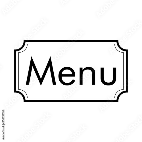 Logotipo con texto Menu en marco cuadrado lineal en color negro