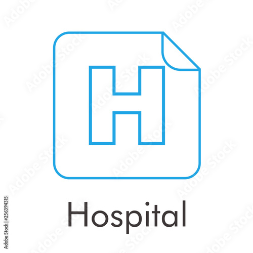 Logotipo Hospital con letra H en cuadrado con esquina doblada lineal en color azul