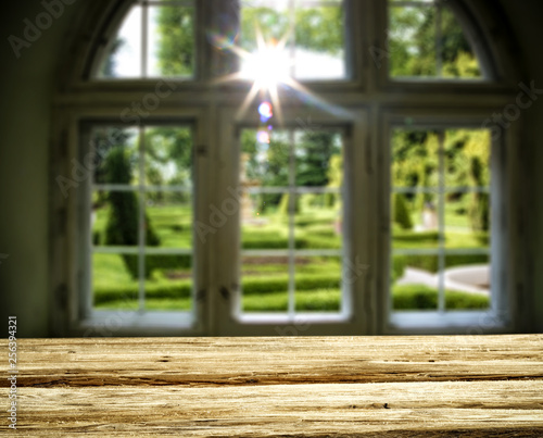 Desk of free space and spring window 