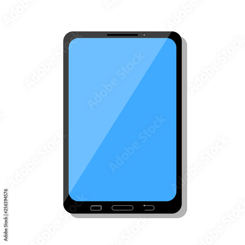 Tablet blue screen on a white background, vector