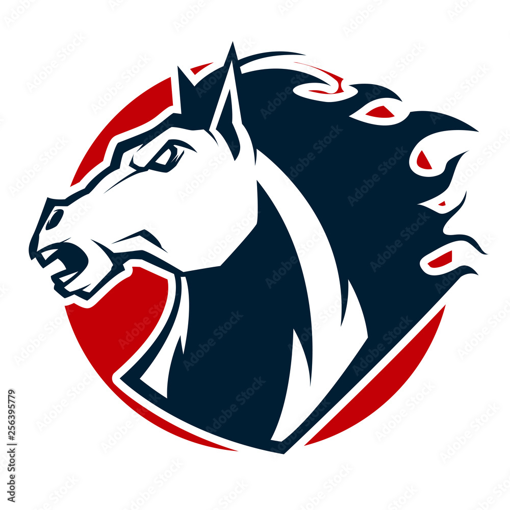 angry horse head black and white mascot esports logo illustration Stock ...