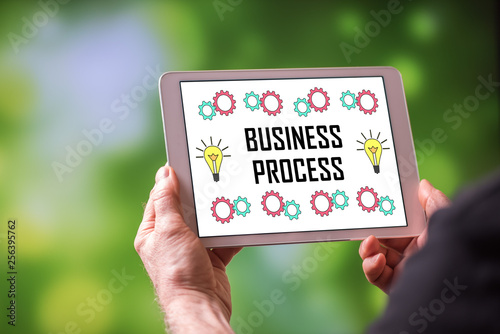 Business process concept on a tablet