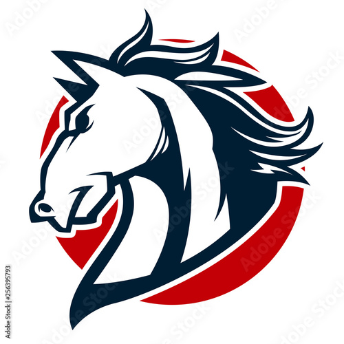 angry horse head black and white mascot esports logo illustration