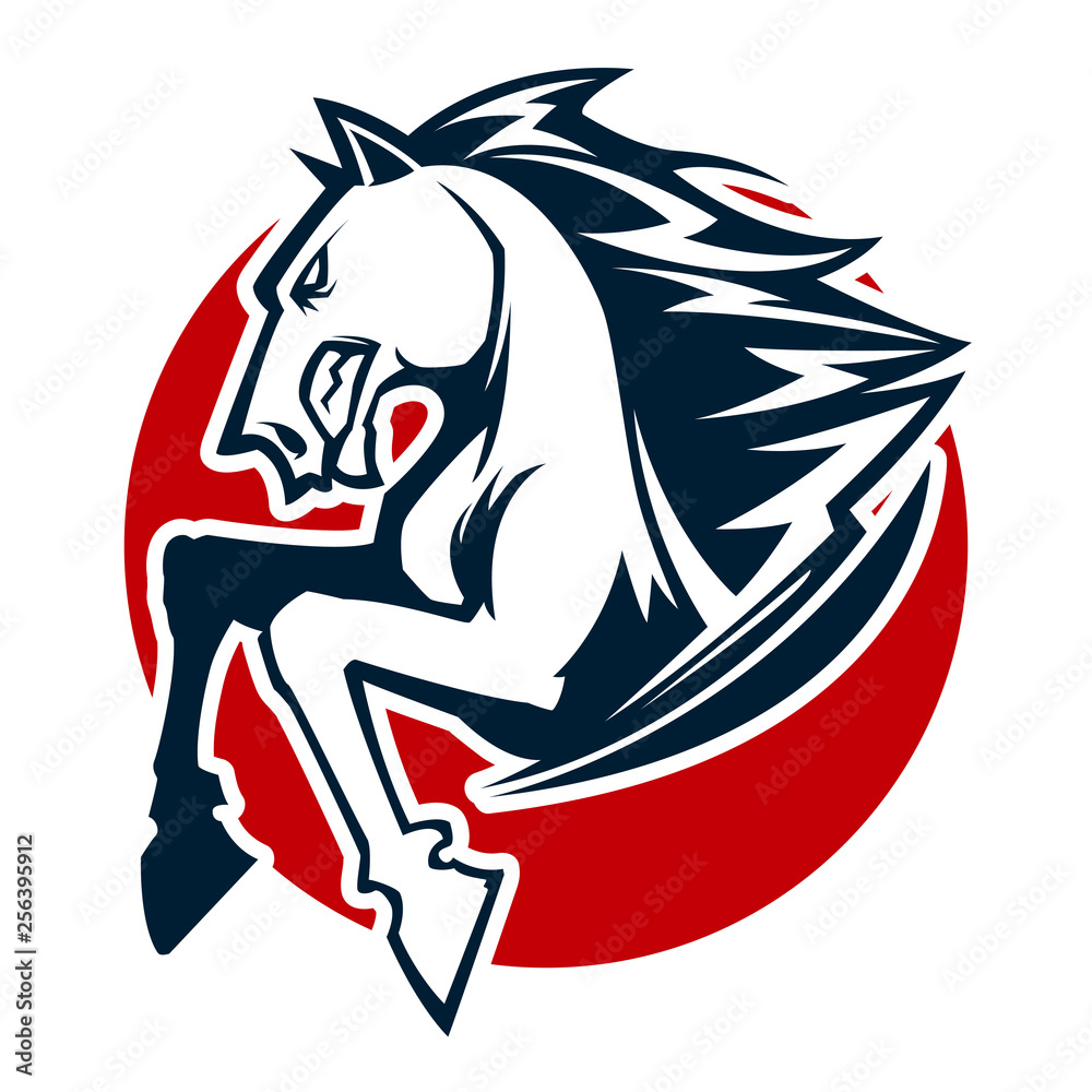 angry horse head black and white mascot esports logo illustration Stock ...
