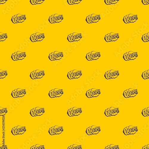 OOOPS, comic book explosion pattern seamless vector repeat geometric yellow for any design