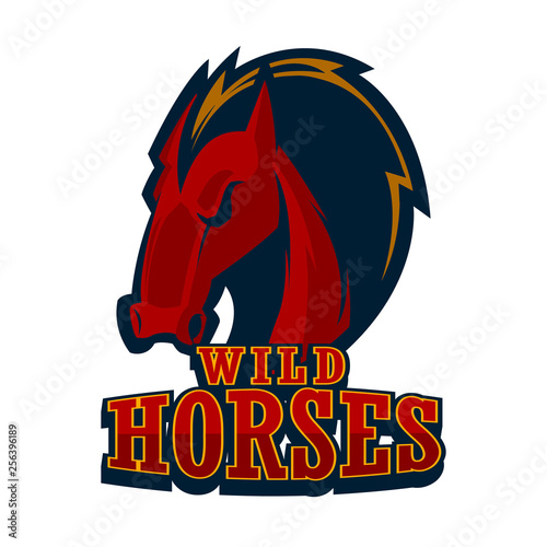 angry horse head mascot esports logo illustration