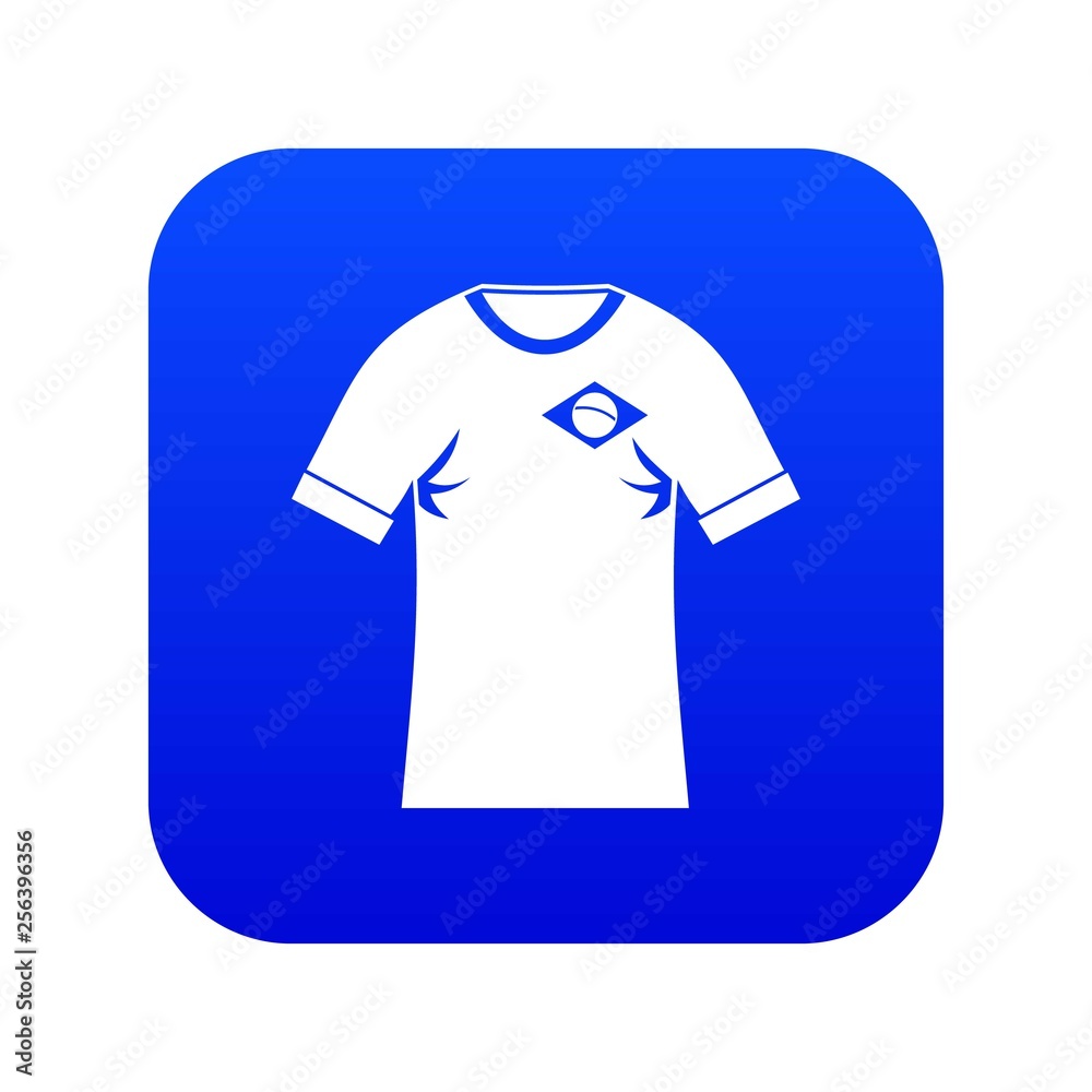 Shirt with the flag of Brazil sign icon digital blue for any design isolated on white vector illustration Shirt with the flag of Brazil sign icon digital blue for any design isolated on white vector illustration