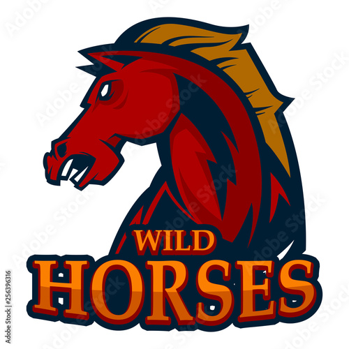 angry horse head mascot esports logo illustration
