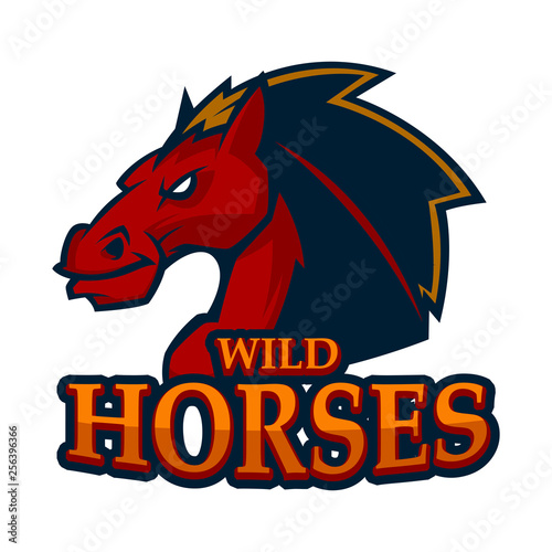 angry horse head mascot esports logo illustration