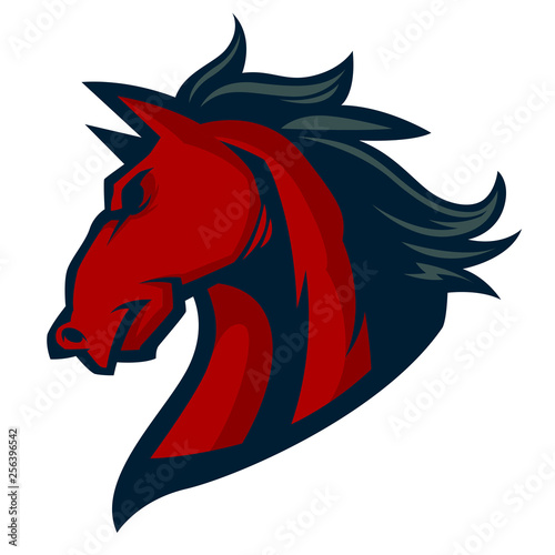 angry horse head mascot esports logo illustration