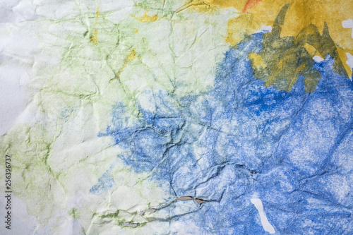 white rough wrinkled paper texture with watercolor painting background