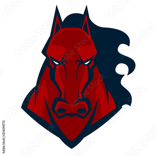 angry horse head mascot esports logo illustration