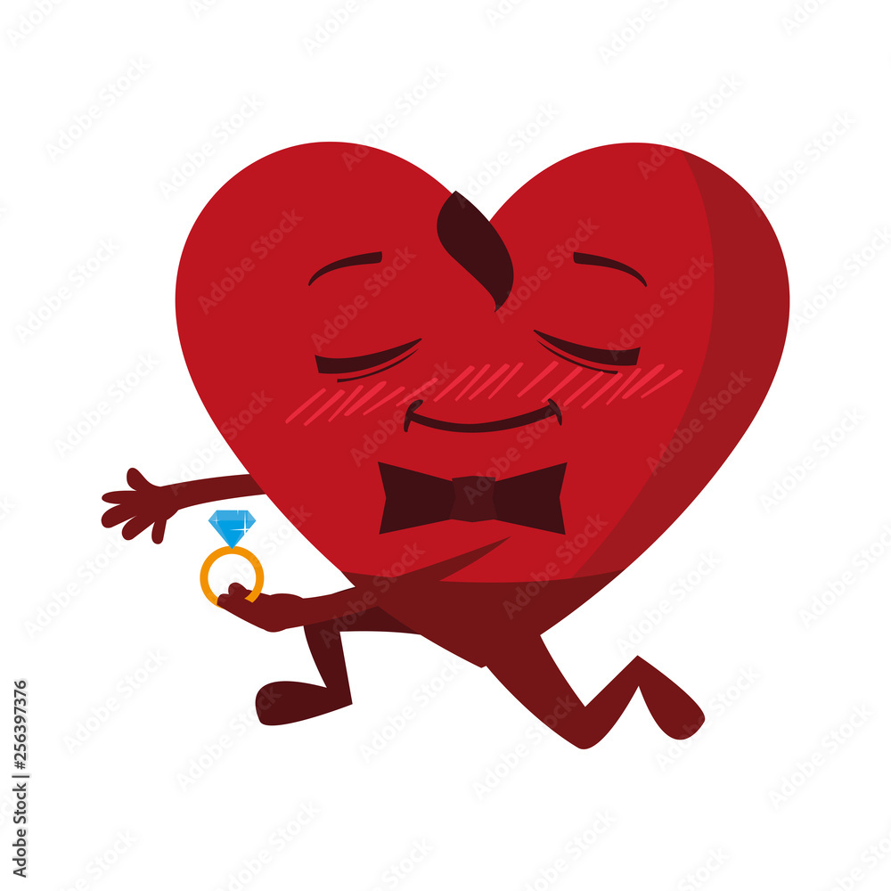 heart male with engagement ring kawaii character heart male with engagement ring kawaii character