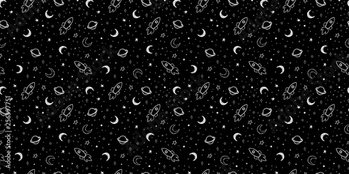 Doodle pattern with night s...