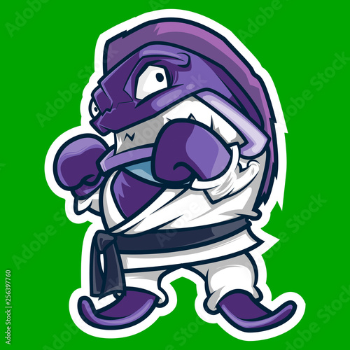 piranha martial arts mascot sports logo illustration