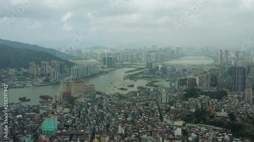 day time macau cityscape zhuhai riverside bay aerial panorama 4k china photo