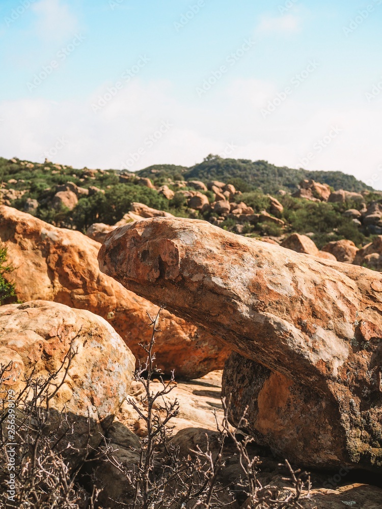 The valley of rocks, boulders strewn all over, California The valley of rocks, boulders strewn all over, California