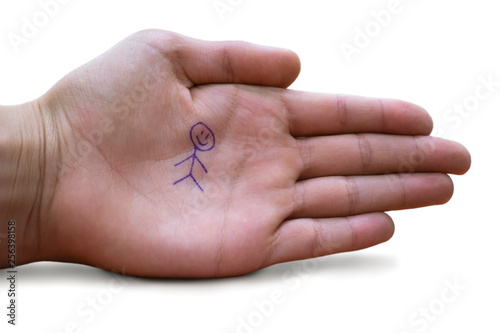 Childs hand with a secret symbol