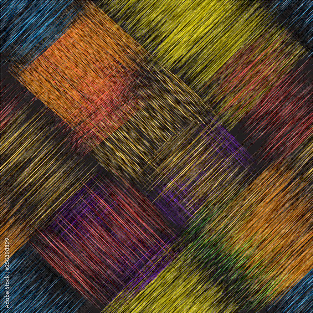 Diagonal seamless pattern with colorful grunge striped intersect rectangular elements Diagonal seamless pattern with colorful grunge striped intersect rectangular elements