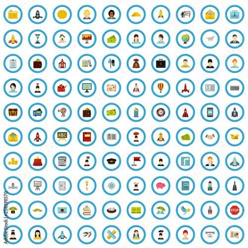 100 initiation icons set in flat style for any design vector illustration