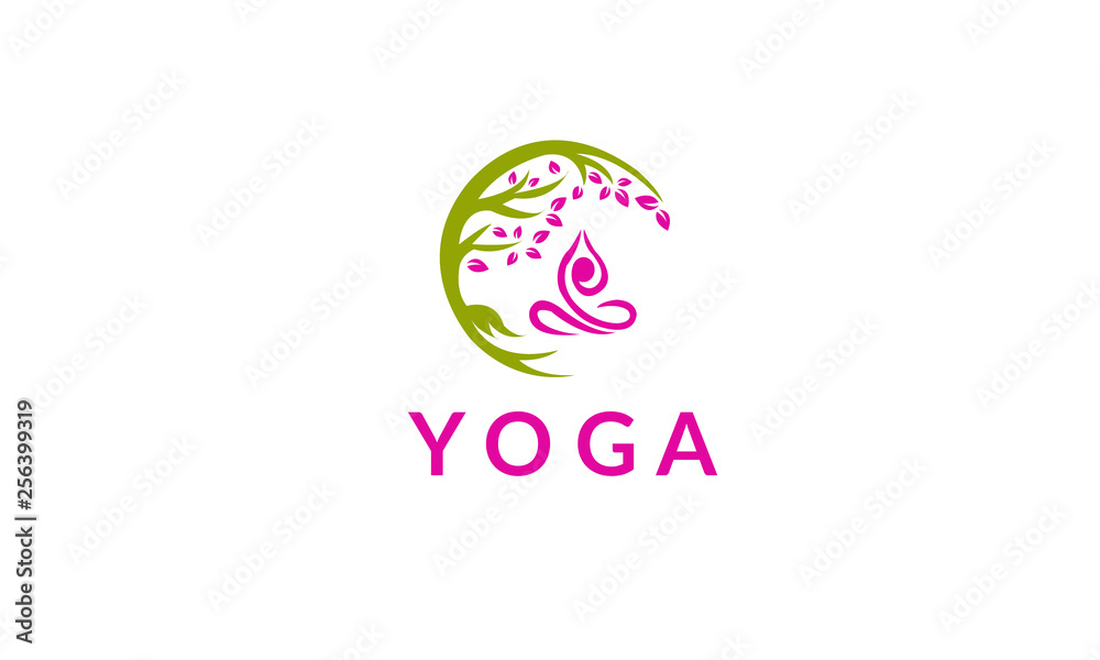 Creative yoga logo design Stock Vector | Adobe Stock