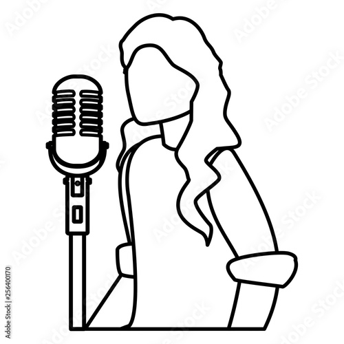 female singer with microphone character