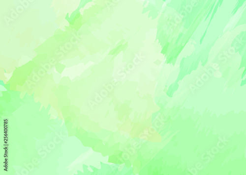 Green watercolor background with light yellow hue. Abstract creative design with pastel colors. Vector illustration.