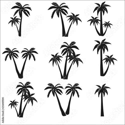  Set of silhouettes of Palms