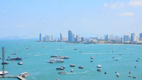 Pattaya Chonburi Thailamd  people standing and see high angle view of Pattaya Bay, Chonburi, Thailand,Travel beach and sea in holiday photo