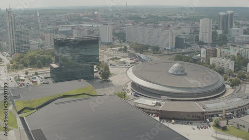 Wallpaper Mural Aerial establish shot of Katowice City Centre Spodek  Torontodigital.ca