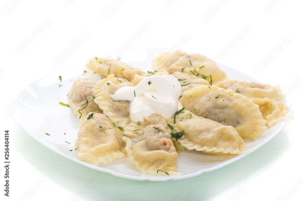 Dumplings boiled with stuffing on a white background