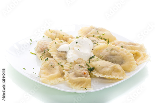 Dumplings boiled with stuffing on a white background