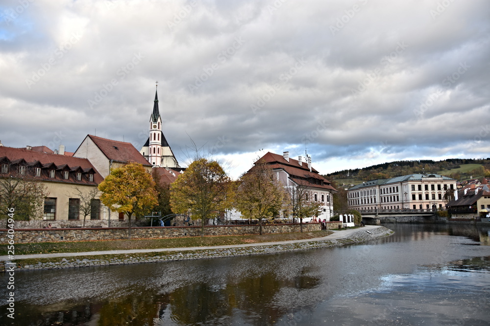 Fototapeta premium View of the town of Czech Krumlov, registered in the UNESCO World Heritage List, Slide-City