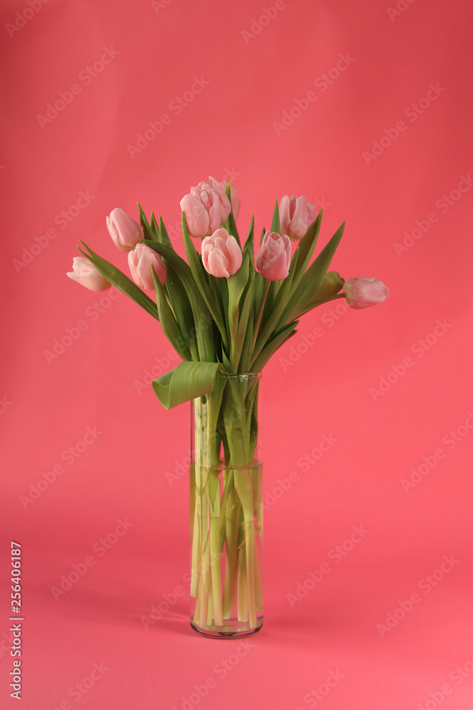 Bouquet of tulips in vase